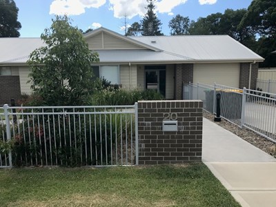 Self-contained unit in Lifestyle Solutions Specialist Disability Accommodation in Argenton, Newcastle, NSW, showing the fully accessible entrance and privacy features
