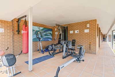 Undercover outdoor gym  at Lifestyle Solutions Supported Independent Living property in Wyong, NSW