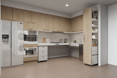 Accessible kitchen in Lifestyle Solutions specialist disability self-contained apartment in Macquarie, ACT