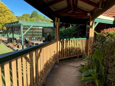 Ramp leading to outdoor entertainment area in Lifestyle Solutions two-bedroom Supported Independent Living accommodation in Warabrook, NSW