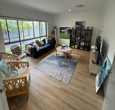 Bright airy lounge in Lifestyle Solutions three-bedroom Specialist Disability Accommodation (SDA) in Pallara, Qld