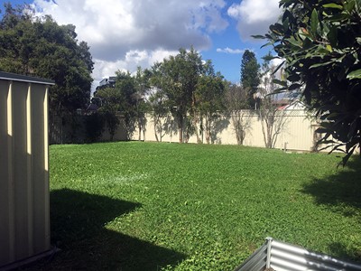 Communal garden in Lifestyle Solutions Supported Independent Living property with two self-contained villas in Fairfield, Sydney